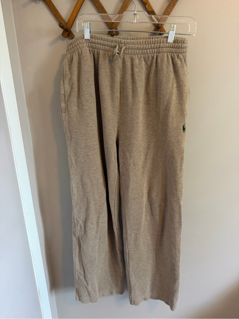 Polo Ralph Lauren Tan Beige Cotton Knit Drawstring Sweatpant Lounge Pant M Mens